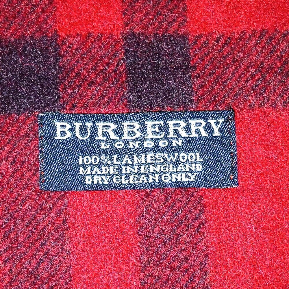 Burberry Vintage Red Multi-Color Plaid Fall Winter Luxury Scarf Scarves - Picture 5 of 5